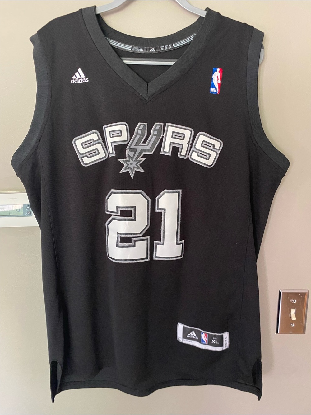 ADIDAS • RARE • Vtg Tim Duncan San Antonio Spurs Big Fundamental Jersey XL Black